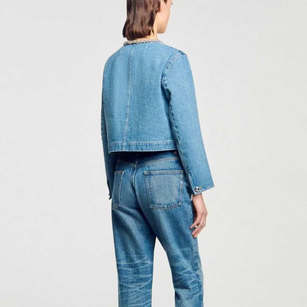 Sandro Rhinestone Denim Jacket - Picture 5 of 6